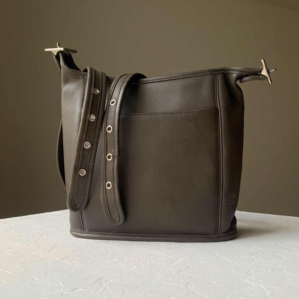 Vintage Coach Medium Slim Duffle (9816) in Dark Grey & Nickel